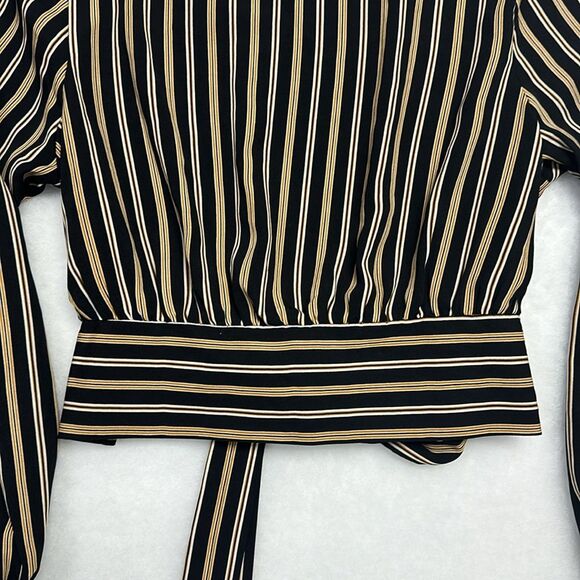 GB Long Sleeve Top Sz XL MULTICOLOR STRIPED AUTUMN NIGHTS CROPPED BLOUSE/TOP - Picture 3 of 9